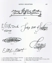 Unterschriften schottischer Geistlicher und Aristokraten des 16. und 17. Jahrhunderts